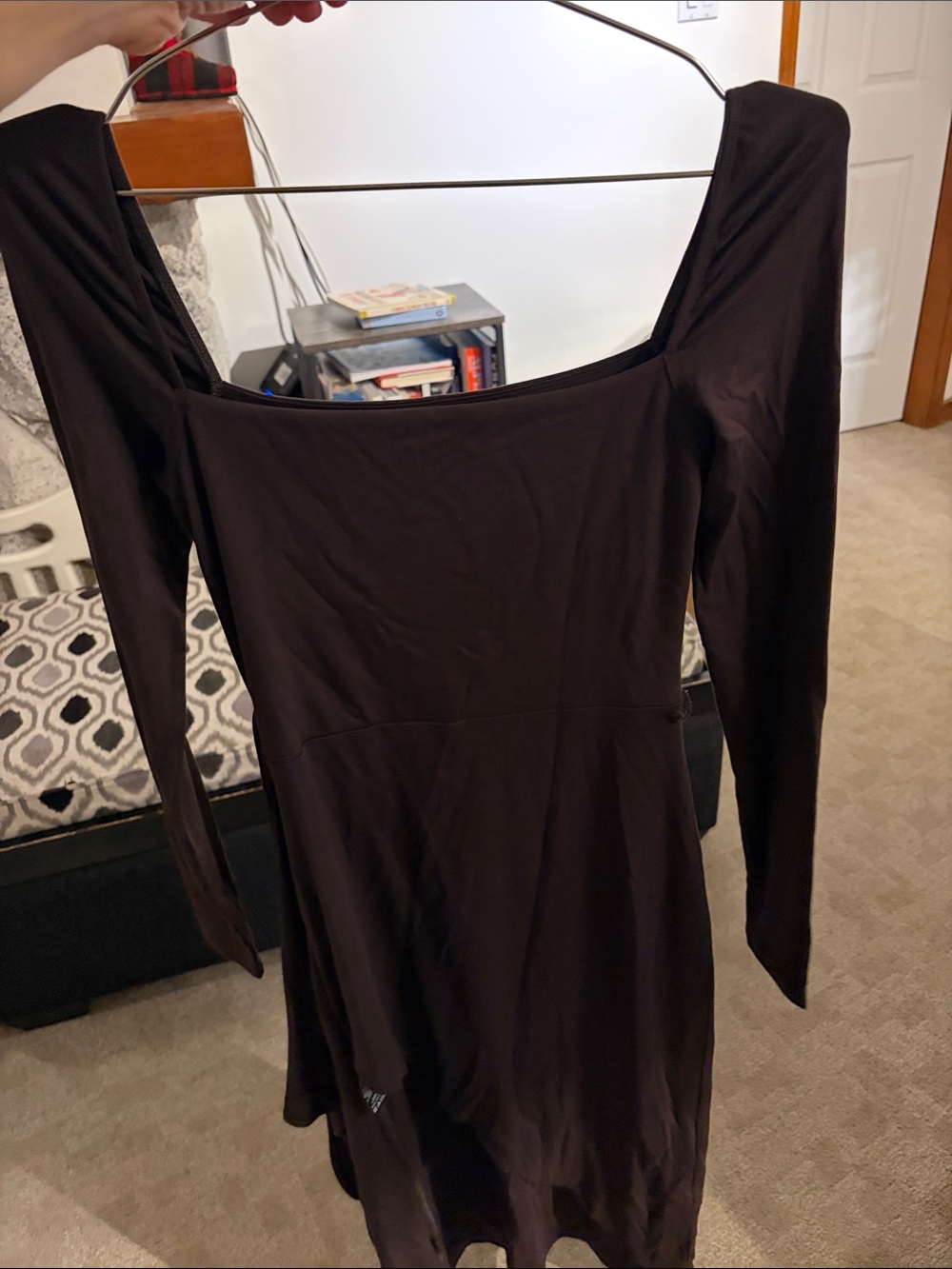 Wilfred Black Long-Sleeve Square Neck Dress